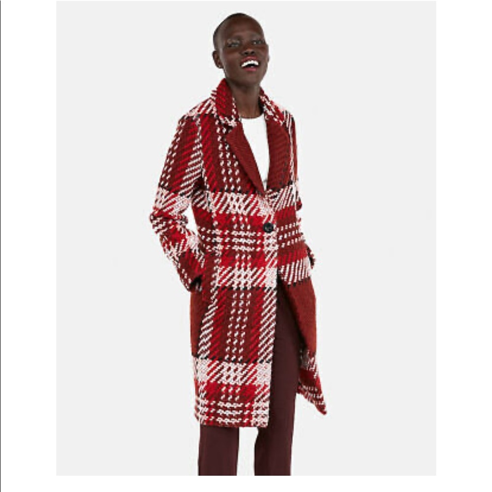 Express one button car plaid coat